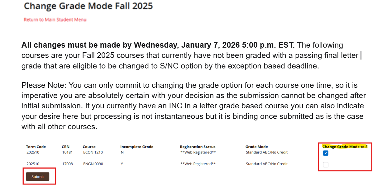 ‘Change Grade Mode to S’