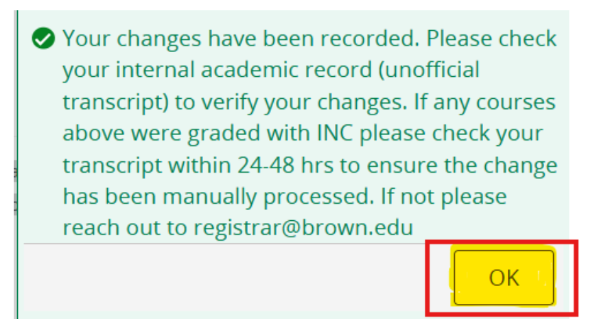 confirmation message