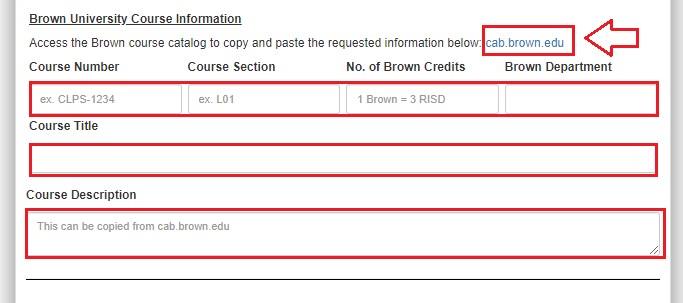 screenshot to show where the CAB link is located on form