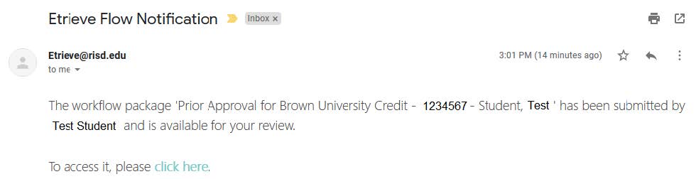 example of email notification